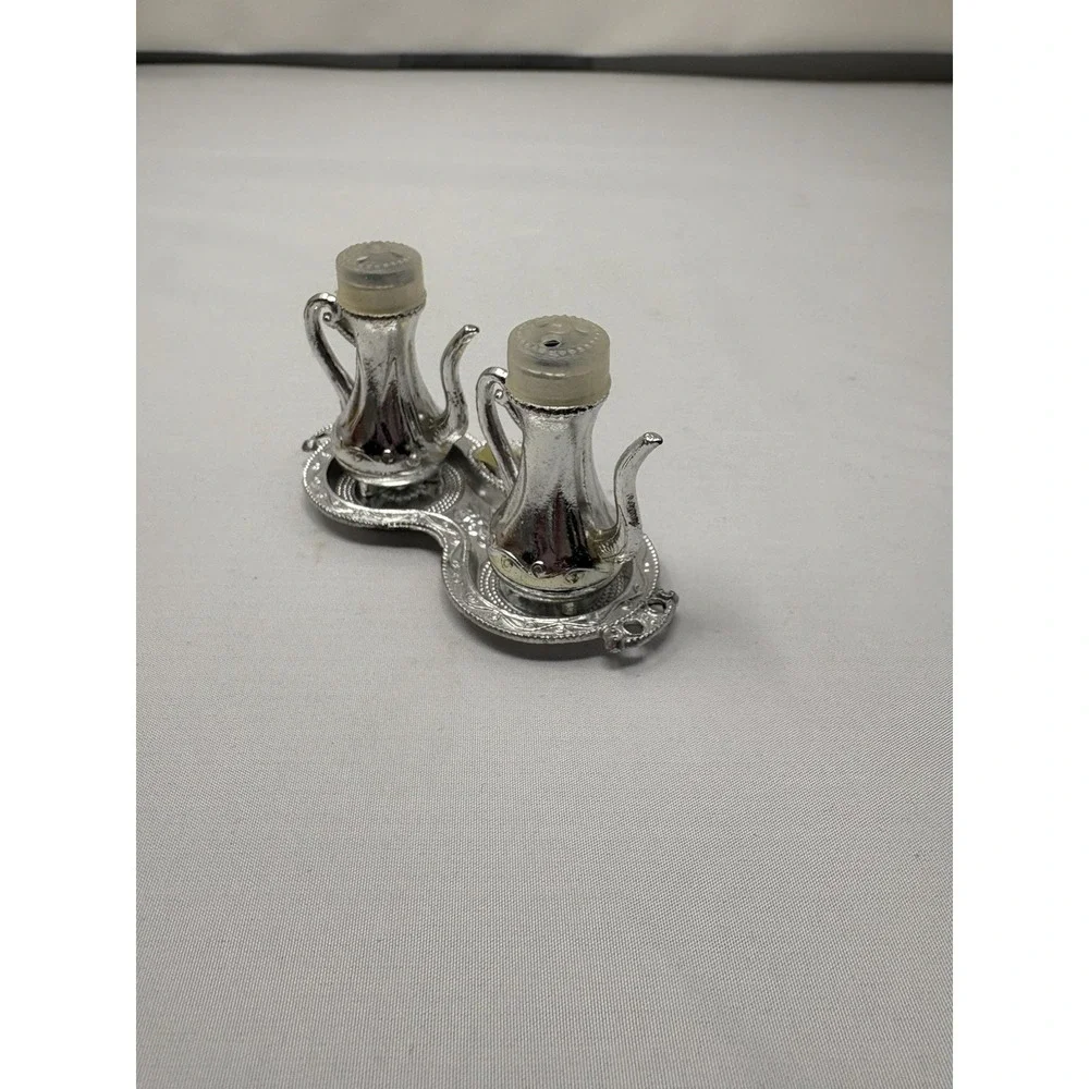 Vintage Silver Teapot Salt and Pepper Shakers with Tray Metal Canada MCM Travel